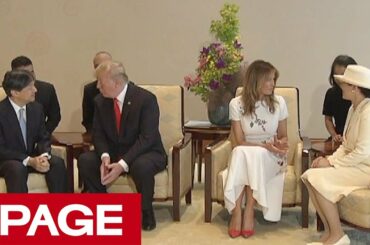 天皇、皇后両陛下とトランプ米大統領夫妻が会見＝宮内庁提供映像（2019年5月27日）