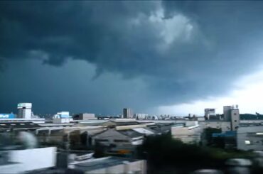 東海道新幹線から見るスーパーセル現象(ノーカット)ゲリラ豪雨・7000回の雷