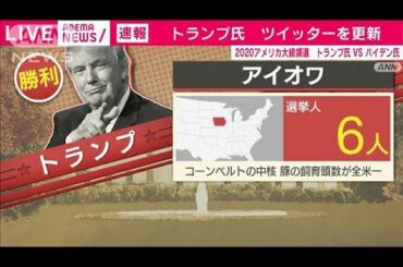 アイオワ州でトランプ氏が勝利　米大統領選(2020年11月4日)