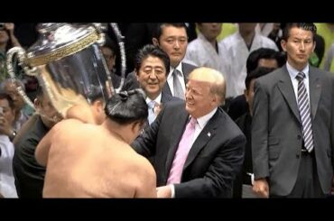 トランプ大統領大相撲観戦～表彰式（大統領杯授与）#sumo #trump