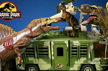 New Jurassic Park Electronic Mobile Command Center Trailer Playset Vs Spinosaurus Dinosaur Toys