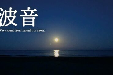 【癒し音】安眠・作業用 夜明けの波音【ASMR｜不眠｜癒し｜ 春の海】Wave sound from moonlit to dawn.