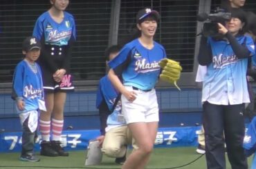 稲村亜美さんノーバン始球式 驚きの103km Awesome Baseball pitches videos.Japanese baseball