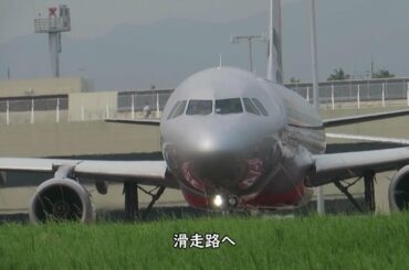 滑走路をタキシングする ジェットスタージャパン A320-200 高知龍馬空港 2020　危険な暑さの夏