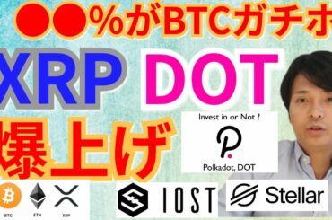 【仮想通貨BTC, ETH, XRP, XLM, IOST, DOT】●●％がビットコインをガチホ⁉️リップル＆ポルカドット爆上げ‼️