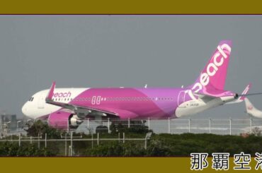 那覇空港 第一滑走路 Peach ピーチ航空 離陸風景 ２月２４日  Naha Airport Okinawa  (瀬長島）