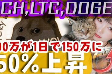 【ビットコイン,BCH,LTC,DOGE,ENJ,CAKE,BNB,TLM,DC,BANANA】強いぞBCH!!1日で50％増える暗号資産