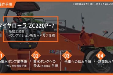 ZC220P-7タイヤローラ 吸散水装置 ワンアクションバルブ仕様 操作手順