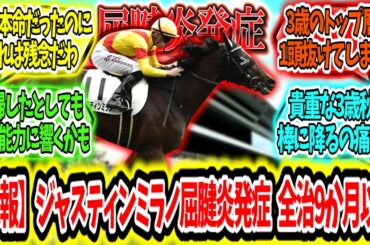 『【悲報】皐月賞馬ジャスティンミラノ屈腱炎発症。全治9カ月以上。』に対するみんなの反応【競馬の反応集】