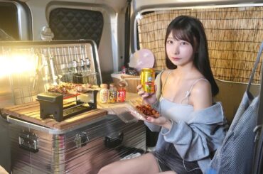 深夜のSAで軽バン車中泊、自家製焼き鳥とビールでひとり楽しむはずが…